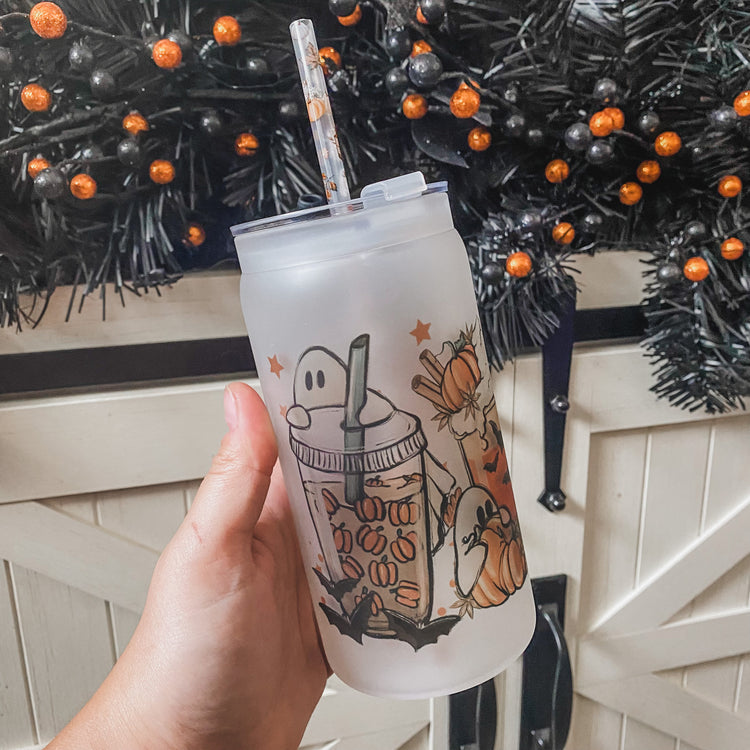 Fall Ghosts Cup with Straw & Lid