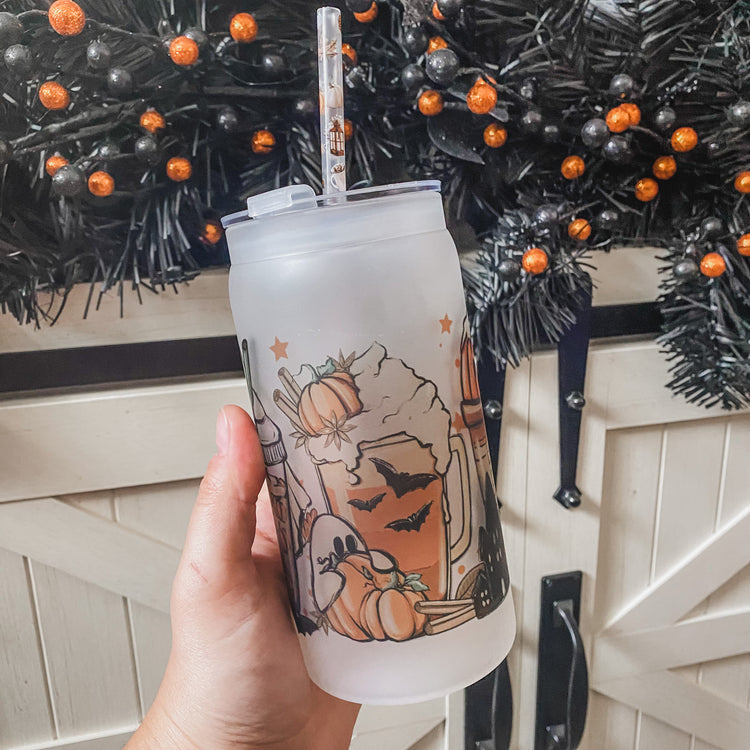 Fall Ghosts Cup with Straw & Lid