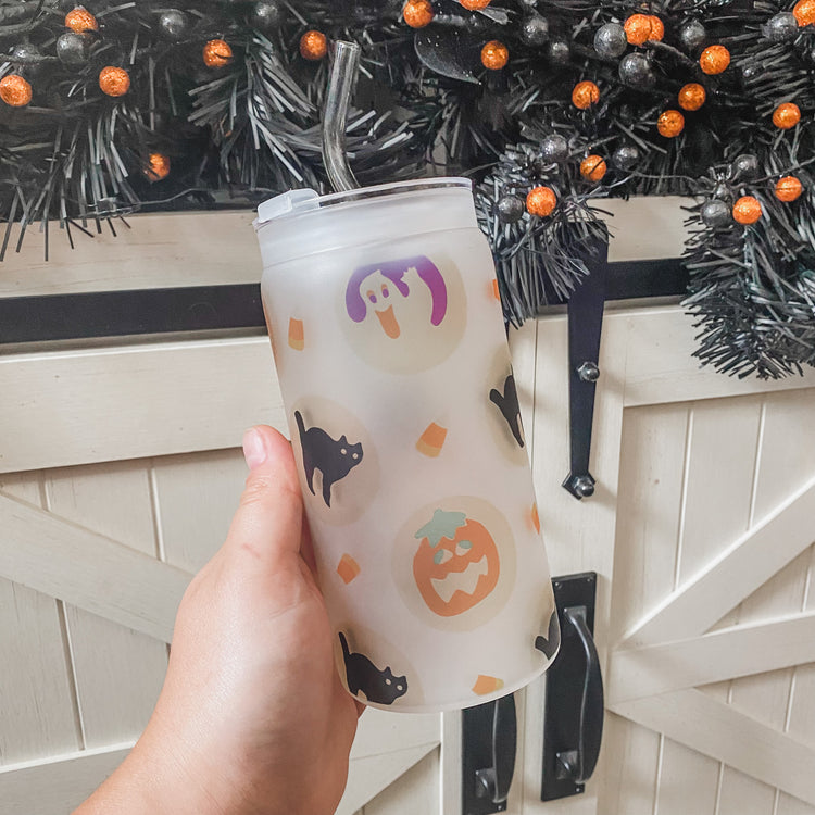 Halloween Cookies & Candy Corn Cup with Straw & Lid