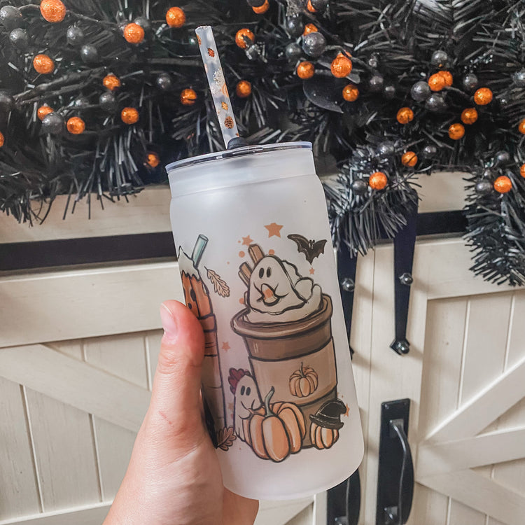 Fall Ghosts Cup with Straw & Lid