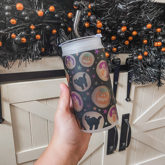 Halloween Cookies & Stars Cup with Straw & Lid